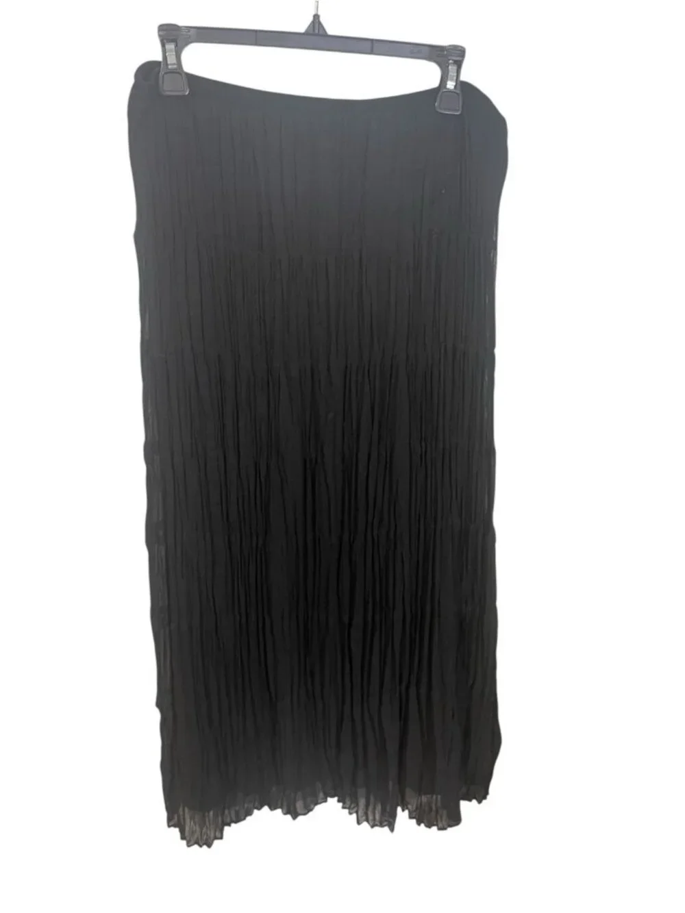 MSK Women's Size Large Black Gauzy Pleated Maxi Skirt READ DESCRIPTION